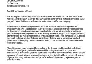 Example Of Cover Letter for Sales associate Position Sales associate Cover Letter Sample Resume Companion