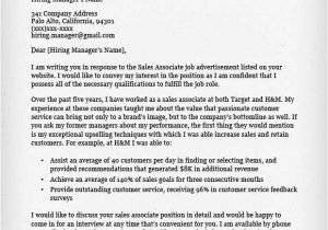 Example Of Cover Letter for Sales associate Position Salesperson Marketing Cover Letters Resume Genius