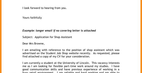 Example Of Email Cover Letter to Job Application 6 Email Covering Letter for Job Application Gcsemaths