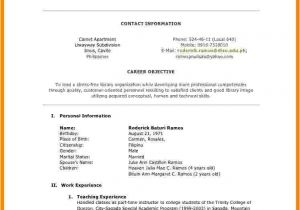 Example Of Resume for Job Application In Philippines 5 Cv Sample Philippines theorynpractice
