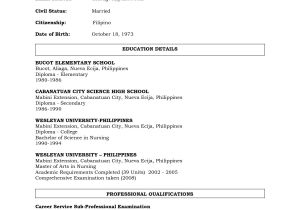 Example Of Resume for Job Application In Philippines Curriculum Vitae Philippines Sample 4 Guatemalago