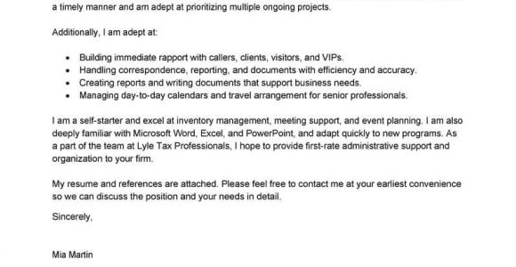 Examples Of Cover Letters for Administrative assistant Positions Best Administrative assistant Cover Letter Examples