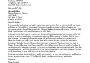 Examples Of Cover Letters for Banking Jobs Investment Banking Sample Cover Letters