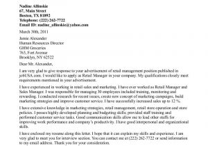 Examples Of Cover Letters for Retail Cover Letter Example for Retail the Letter Sample