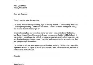 Examples Of Cover Letters for Teaching Jobs Cover Letter Example Of A Teacher with A Passion for