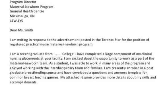 Examples Of Nursing Cover Letters New Grad 7 Graduate Nursing Cover Letters Sample Templates