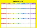 Excel 2003 Calendar Template January 2018 Calendar Excel Template Calendar 2018