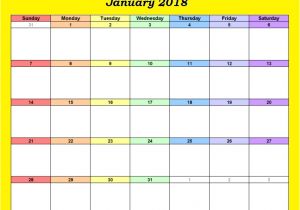 Excel 2003 Calendar Template January 2018 Calendar Excel Template Calendar 2018