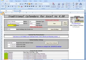 Excel Templates with Macros Officehelp Macro 00037 Traditional Calendars for Excel