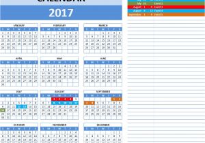 Excell Calendar Template Excel Calendar Template 2017 Cyberuse
