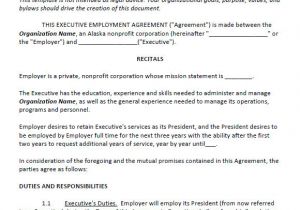 Executive Director Contract Template Executive Agreement 7 Free Samples Examples format