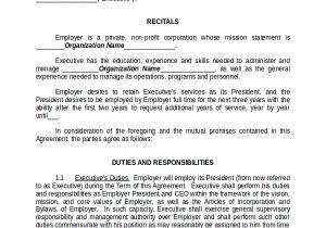 Executive Employment Contract Template Sample Executive Employment Agreement 10 Documents In