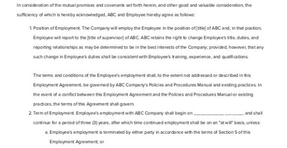 Executive Employment Contract Template Sample Executive Employment Agreement 10 Documents In