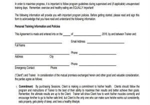 Exercise Contract Template 8 Training Agreement form Samples Free Sample Example