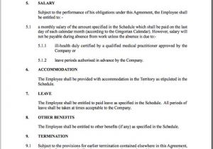Expatriate Contract Of Employment Template Free Printable Employment Contract Sample form Generic