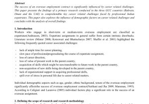 Expatriate Contract Of Employment Template Pdf A Case Study Of Career Related Challenges Of