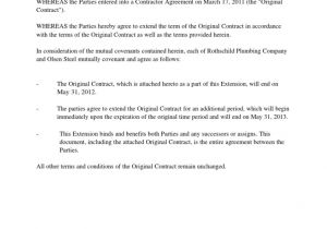 Extension Of Contract Template Contract Extension Agreement