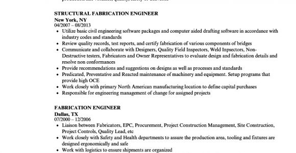 Fabrication Engineer Resume Sample Fabrication Engineer Resume Samples Velvet Jobs