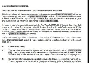 Fair Work Australia Employment Contract Template Permanent Part Time Employment Contract Template