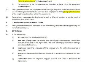 Fair Work Employment Contract Template Hr Advance Enterprise Agreement