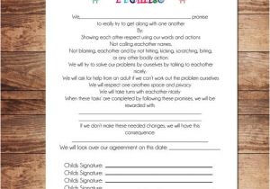 Family Behavior Contract Template Printable Sibling Contract Behavioral Chart by