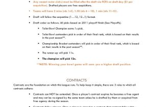 Fantasy Football Contract Template 2012 Azusa Constitution