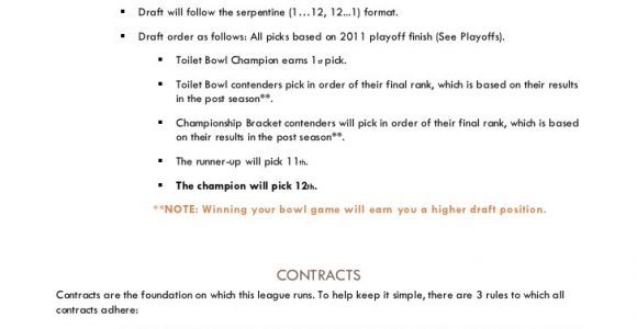 Fantasy Football Contract Template 2012 Azusa Constitution