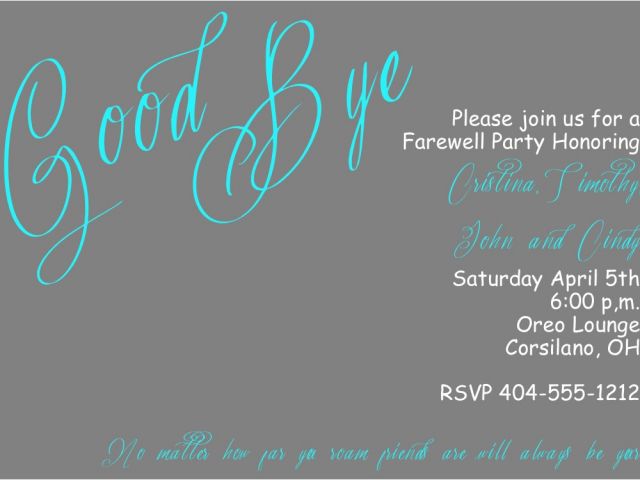 Farewell Invitation Card for Seniors Going Away Party Invitations New ...