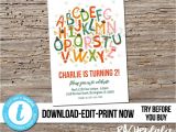 Farewell Party Invitation Card Design Editable Alphabet Birthday Party Invitation Printable
