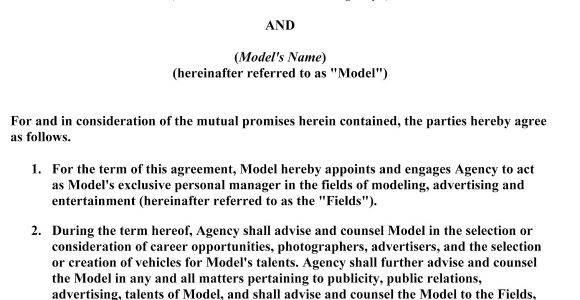 Fashion Model Contract Template Modeling 101 A Model 39 S Diary Wanna See What A Modeling