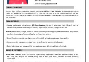 Field Engineer Resume Resume Offshore Field Engineer