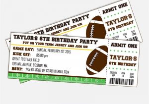Field Ticket Template Football Party Invitation Football Birthday Invitation