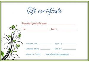 Fill In Gift Certificate Template Gift Certificat Templates New Calendar Template Site