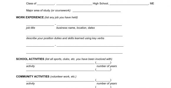 Fill In the Blank Resume for Students Blank Resume Template for High School Students Http