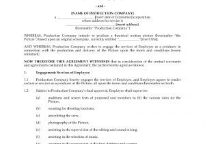 Film Director Contract Template Film Producer Employment Contract Legal forms and