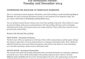 Film Press Release Template Fashion Promotion Blog Press Release Diorissimo