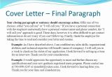 Final Paragraph Of A Cover Letter Cover Letter Conclusion Examples