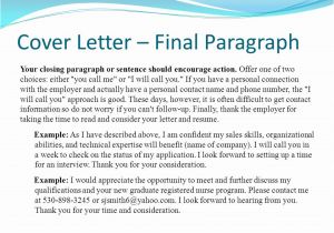 Final Paragraph Of A Cover Letter Cover Letter Conclusion Examples