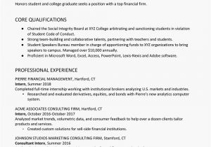 Finance Student Resume College Graduate Finance Resume Example