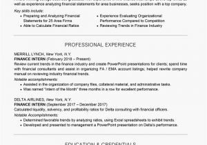 Finance Student Resume What Should A Sample Finance Intern Resume Look Like