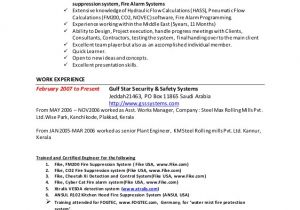 Fire and Safety Fresher Resume format Cv Muhammed Salahuddeen Fire Protection Engineer