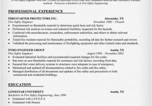 Fire and Safety Fresher Resume format Fire Safety Engineering Resume Sample Resumecompanion
