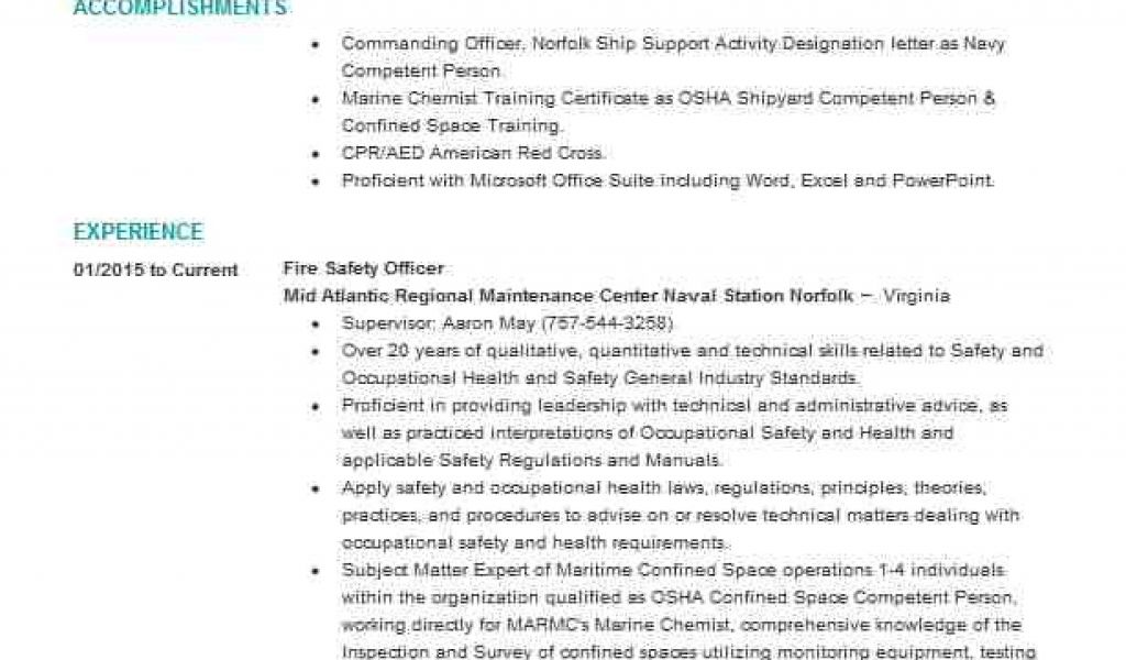 Fire And Safety Fresher Resume Format