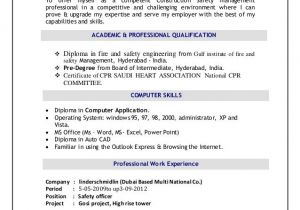 Fire and Safety Fresher Resume format Image Result for Resume for Safety Officer Nane Resume