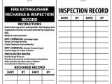 Fire Extinguisher Inspection Tag Template Fire Extinguisher Recharge Inspection Record Tags