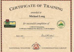 Fire Training Certificate Template Mike Long Cf Ms