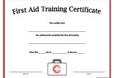 First Aid Certificate Template Free First Aid Training Certificate Free Printable
