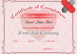 First Aid Certificate Template Free First Aid Training Completion Certificate Template