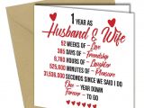 First Anniversary Card for Husband 720 1st Wedding Anniversary Gift Him Her Quality Greeting