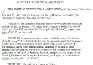 First Right Of Refusal Contract Template Right Of First Refusal Agreement Sample Right Of First